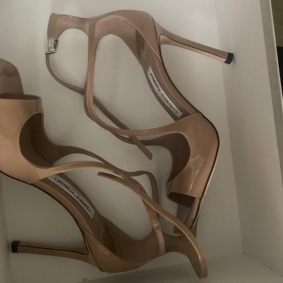 Jimmy Choo Azia 95 Ballet Pink Patent Leather Sandals - Picture 10 of 13